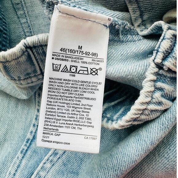 Gap Easy Jean Light Indigo Destructed Cinch Waist Cream Tie M - Picture 11 of 16